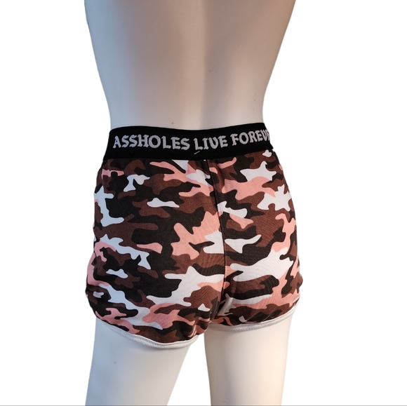 Assholes Live Forever pink camouflage booty shorts - Picture 2 of 2